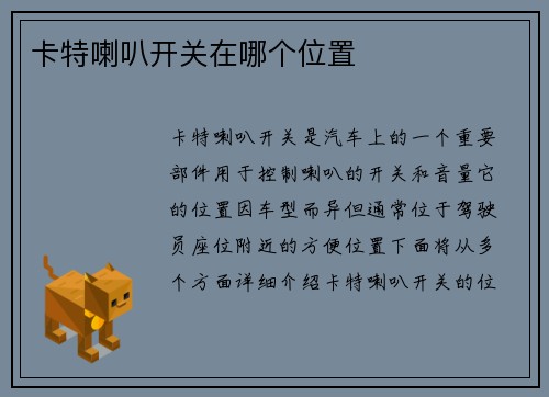 卡特喇叭开关在哪个位置
